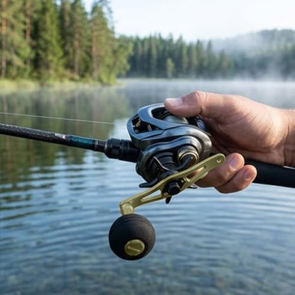Power Handle Baitcasting, Baitcasting Handle Replacement for Baitcasting Fishing Reel, Fishing Reel Handle Replacement Baitcaster, Metal Knob Grip Replacement for Outdoors - color: Rose