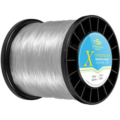 SF Monofilament Fishing Line Premium Spool X-Strong Mono Nylon Material Leader Line for Saltwater Freshwater 8/10/12/15/20/25/30/40/50/60/80/100LB - color: Clear, size: 150LB/0.054in/295Yds