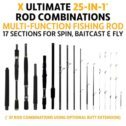 Rigged & Ready X Series™ Travel Fishing Rods. 6 Super Compact Combos and Rods, Multi-Functional, Spinning Poles. 5 to 25 Techniques from one Rod. Spin, Bass, Carp, Fly. Fresh & Saltwater Angling.