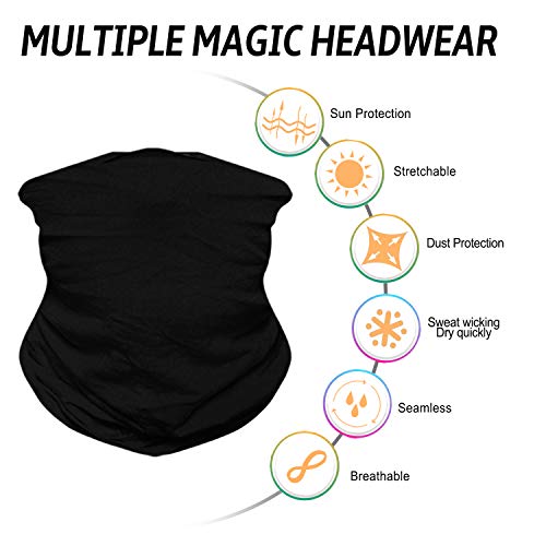 Venswell Neck Gaiter Face Mask Men Women,Seamless Bandana Rave Face Cover Scarf Mask,Balaclava,Headband, Head Wrap,Headwear - color: A-solid Black Series