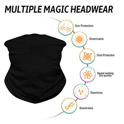 Venswell Neck Gaiter Face Mask Men Women,Seamless Bandana Rave Face Cover Scarf Mask,Balaclava,Headband, Head Wrap,Headwear - color: A-solid Black Series