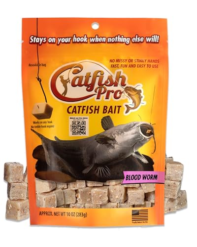 Catfish Pro Catfish Bait - 10oz Bag with 80pcs | Irresistible Scent for Catfish | Mess-Free, Stays On Your Hook When Nothing Else Will | Great for Rod, Reel, Trotline, Jugs & Yoyos Fishing - color: Blood Worm