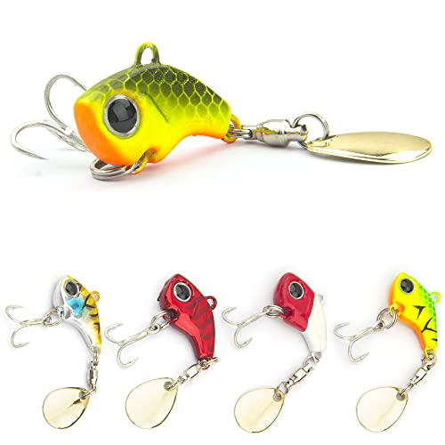 Fishing Lures VIB Tail Spinners Bait Metal Sinking Lures Fishing Jigs Blade Baits Bass Crankbait Fishing Spinner Blade for Bass Fishing Lure Kit with Tackle Box