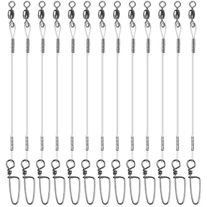 Nylon Fishing Leaders,12/24pcs Nylon Mono Wire Leader Line with Swivel Snaps Lures Rig or Hooks Connect Tackle High Strength Fishing Leader Line for Saltwater Freshwater 20lb/30lb/40lb/50lb - size: 30LB