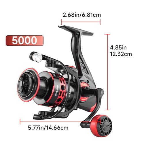 HAUT TON Dolphin Advance Edition Spinning Reel,5.2:1Gear Ratio,22LBS,5+1BB,Backlash Free Bearing,Sealed Drag System,Saltwater,Freshwater Fishing Reels - color: TGR, size: 5000