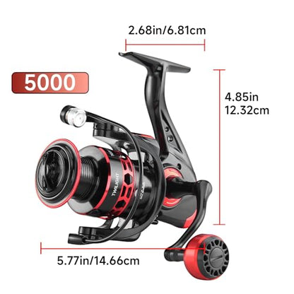 HAUT TON Dolphin Advance Edition Spinning Reel,5.2:1Gear Ratio,22LBS,5+1BB,Backlash Free Bearing,Sealed Drag System,Saltwater,Freshwater Fishing Reels - color: TGR, size: 5000