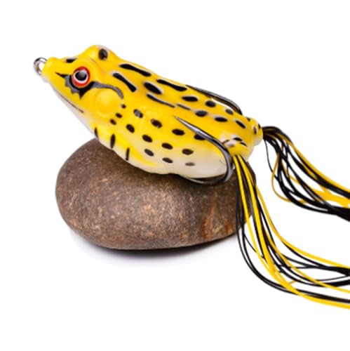 13g 6cm Plastic Frog Bait with 3D Eyes & Hooks, Soft Tube Topwater Artificial Fishing Lure Sinking Lures - color: Yellow