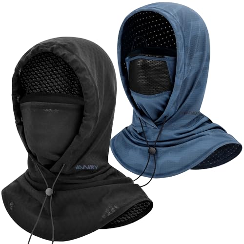 YANIKY Summer Cooling Balaclava with Breathable Holes, Sun UV Protection Face Mask for Running, Cycling, Fishing, Men & Women - color: Houndstooth Black & Camo Blue