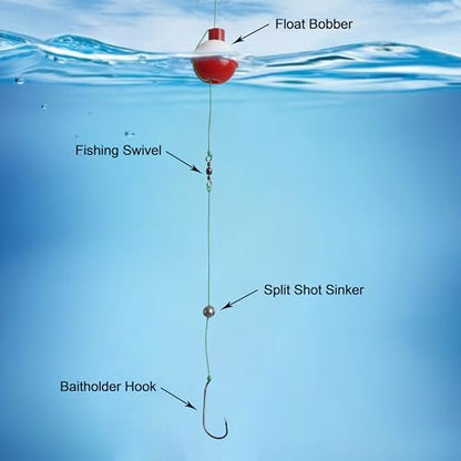 Fishing Tackle Kit Basic Fishing Bobbers Tackle Kit Included Fishing Bobbers Hooks Swivels Fishing Sinkers Weights Starter Kit for Trout Bass Catfish Panfish