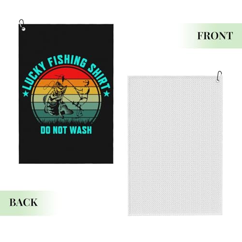 NIENIE Lucky Fishing Shirt Do Not Wash Golf Towel 16 x 24 Inch Golf Towels for Golf Bags with Carabiner Clip Microfiber Sports Golf Towel Men Women Golf Accessories