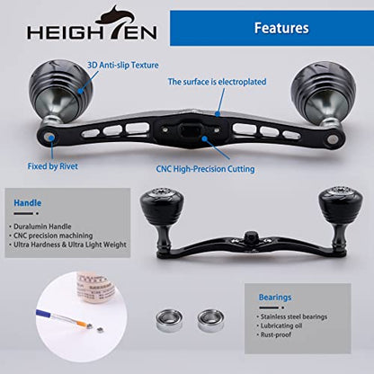 HEIGHTEN 120mm Fishing Reel Handle for Shimano Daiwa Abu Garcia Penn Kastking Lew's Baitcasting Reel Power Crank Accessory (120mm Handle 30mm Knob - Black & Silver) (0126) - color: 120mm Handle 30mm Knob - Black & Silver
