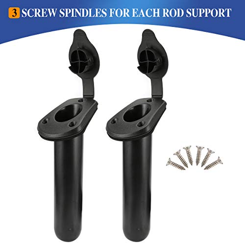 2 Pcs Kayak Deck Plastic Flush Mount Fishing Boat Rod Holders and Cap Cover, Fishing Tackle Accessory Tool