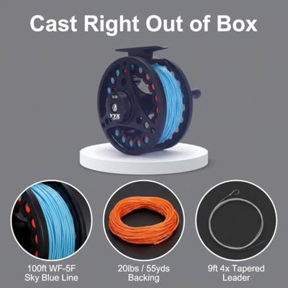 YYKBlueSky 5/6wt Fly Fishing Reel, Aluminum/Plastic Frame Optional, Smooth Drag System, Pre-Loaded Line Set (Including WF5F Floating+20LBS Backing+4X/5X/6X Taper Leader+4X/5X/6X Tippet) - style: Yykbluesky Fly Fishing Reel, 5/6 Wt Die-cast Aluminum Frame,