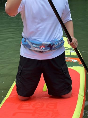 Automatic Inflatable Belt Pack Water Sports Jacket Waist Belt PFD for SUP Paddleboarding Fishing Boating Kayaking（fit 80-330 lbs） (Blue camouflage) - color: Blue camouflage