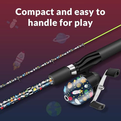 Kids Fishing Pole Set, Portable Telescopic Kids Fishing Poles for Boys and Girls Ages 4-8, Universe Trave-Themed