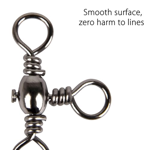 Dr.Fish 30 Pack Fishing 3 Way Swivels, 35-175LB, Three Way Barrel Swivels Fishing Tackle Catfish Rig - size: #5-65LB