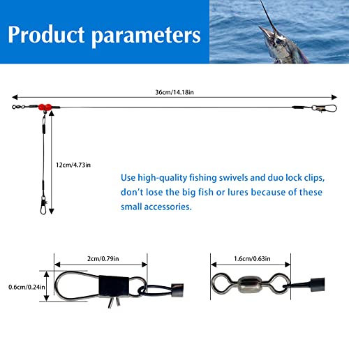 YOTO Fishing Leaders,Stainless Steel Tackle Rig with Tackle Lure Swivels Snaps, Saltwater rig Wire Leader Fishing Leader Wire Bottom rigs for Saltwater - color: Black Fishing Leaders, style: 1arm+2arm-24pcs