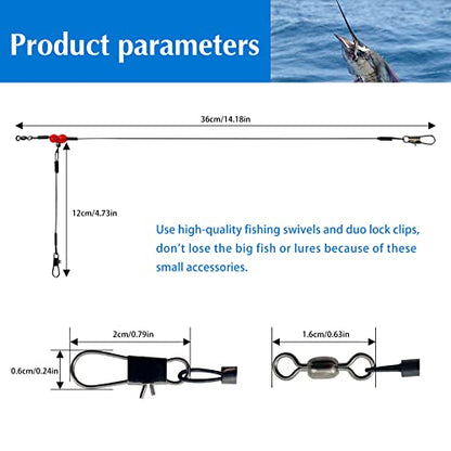YOTO Fishing Leaders,Stainless Steel Tackle Rig with Tackle Lure Swivels Snaps, Saltwater rig Wire Leader Fishing Leader Wire Bottom rigs for Saltwater - color: Black Fishing Leaders, style: 1arm+2arm-24pcs