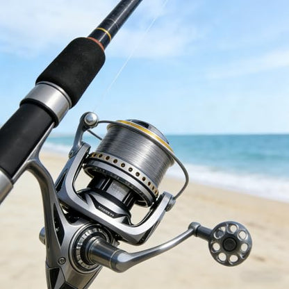 Heavy Duty Spinning Reel Metal Body with CNC Machined Spool 55LB Max Drag 8/10+1 BB Ultra Smooth 4.1/4.6/4.8:1 High Speed Gear Ratio Saltwater Freshwater Fishing Reel for 8000 to 16000 Series - color: MQ10000