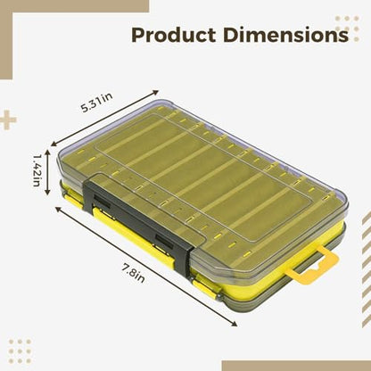 Waterproof Tackle Box With Handle, Double Sided Lure Storage Box 14 Compartments, Clear 7.8 X 5.3 X 1.4 In