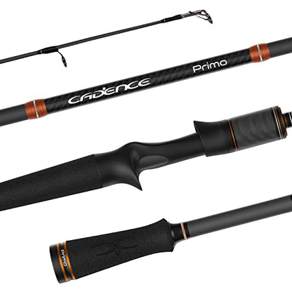 Cadence Primo Baitcasting Rod - Strong & Sensitive Fishing Rod, 40 Ton Carbon Fiber Ultralight Casting Rod with Fuji Reel Seat, Stainless Steel Guides with SiC Inserts, Freshwater Bass Fishing Pole - style: 7'4"-heavy-fast-1 Piece