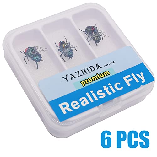YZD Realistic Fly Fishing Dry Wet Nymph Trout Flies Topwater Lures for Freshwater Saltwater High Simulation Hand Tie Lure Kits 6 pcs
