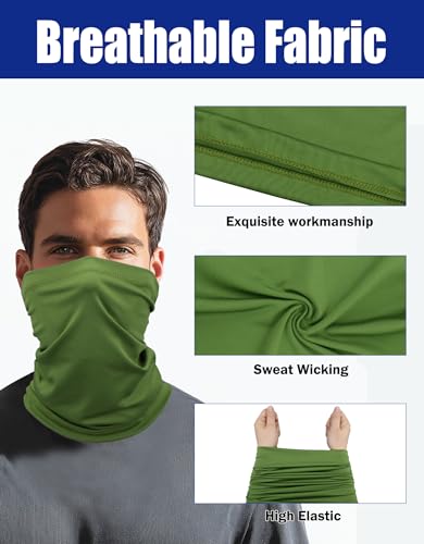 JHYWELL Cooling Neck Gaiter Face Mask, UV Protection Masks Gator, Windproof Bandana for Skiing, Fishing, Hiking, Cycling - color: Military Green