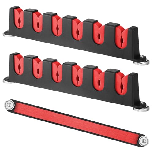 Seenelling 2 Pcs Magnetic Fishing Rod Holder for Car Fishing Pole Rack Vertical Rod Storage Holders for Truck Bed Boat Wall Garage Door - color: Red, size: 6 Rods