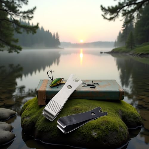 2Pcs Fishing Line Cutter Nipper with Hook Eye Cleaner Pin Stainless Steel Fishing Line Scissors Cutting Tool Fishing Line Cutter Nipper with Hook Eye Cleaner Pin Multi Functional Accessories