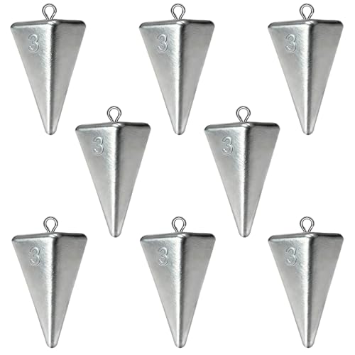 Fishing Weights Pyramid Sinkers Kit Bullet Fishing Weights Sinkers for Ocean Saltwater Surf Fishing Gear Tackle 1oz 2oz 3oz 4oz - color: 3oz-8pcs