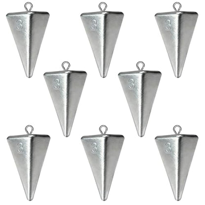 Fishing Weights Pyramid Sinkers Kit Bullet Fishing Weights Sinkers for Ocean Saltwater Surf Fishing Gear Tackle 1oz 2oz 3oz 4oz - color: 3oz-8pcs