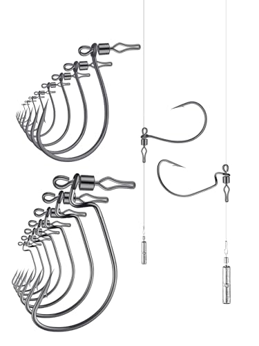 40-Pack Swivel Drop Shot Hooks, Weedless Wide Gap Quick Clip Hooks, Premium Carbon Steel Sharp Anti-Twist Rust-Proof Fishing Hooks, Easy Rigging for Bass Senko Worms Wacky Finesse Fishing - color: EWG 1/0