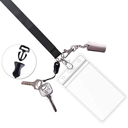 Foshine Lanyard with ID Badge Holder Black Breakaway 5 pcs for ID Badges | Lanyards For ID Badges Keys Women Men Cruise Neck Office Waterproof - color: 5 Pack Lanyard With Badge Holder