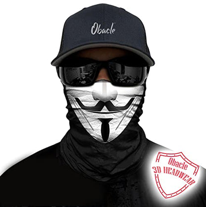 Obacle Bandana Face Mask Neck Gaiter Tube Mask Men Women for Sun Dust Protection - color: Men Black White Face Smile