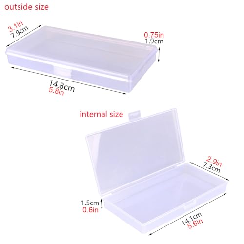 Gebildet 6 Pcs Clear Storage Box, Rectangular Plastic Containers Case with Lid for Pills, Jewellery, Tiny Bead, Herbs, Craft Items - size: 14.8×7.9×1.9cm