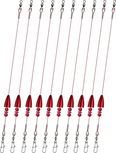 Texas Rigs 10 Pack, Pre-Rigged Bass Fishing Rig with Bullet Weight, Swivel & Snap, Weedless Soft Plastic Rig for Largemouth & Smallmouth Bass - color: Blood, size: 3/4oz