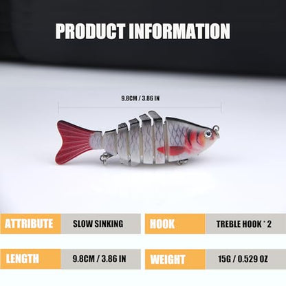 EXAURAFELIS Multi Jointed Swimbaits Fishing Lures for Bass Trout Perch Slow Sinking Lifelike Fishing Lure Kit Swimming Lures Freshwater Saltwater Tackle Box - color: A - 7segment multi-jointed Swimbaits - 4 inch