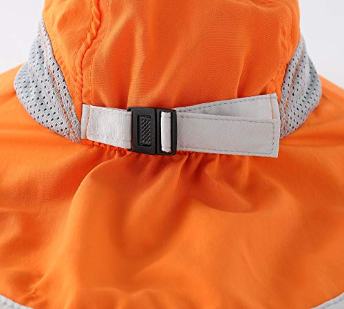 Connectyle Kids Sun Hat Adjustable Fishing Hat for Boys Grils Breathable UPF 50+ Protection Outdoor Beach Hat with Neck Flap - color: Orange