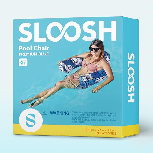 SLOOSH Inflatable Pool Floats Adult,Lounge Chair Adult with Plant Pattern,Floating Water Hammock,Blow up Pool Noodles Rafts for Relaxing Swimming Party Summer Water Beach Lake Fun - color: Blue