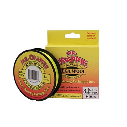 Lew'sLews Fishing, Mr. Crappie Mega Spools, Clear, 4 lb - color: Hi-Vis, size: 8 lb