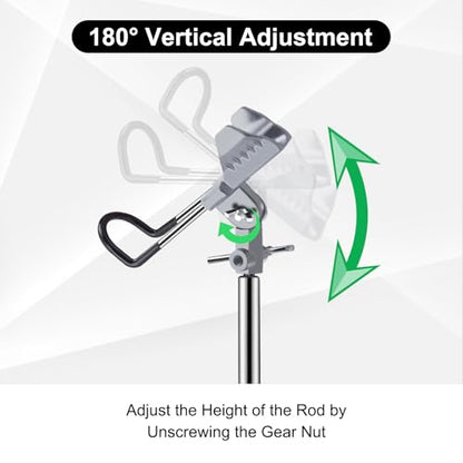 Fishing Rod Holders, 360 Degree Adjustable Fishing Pole Holders for Ground, Multifunctional Stainless Steel Beach Fishing Rod Holder Fishing Gifts for Men - color: Silver