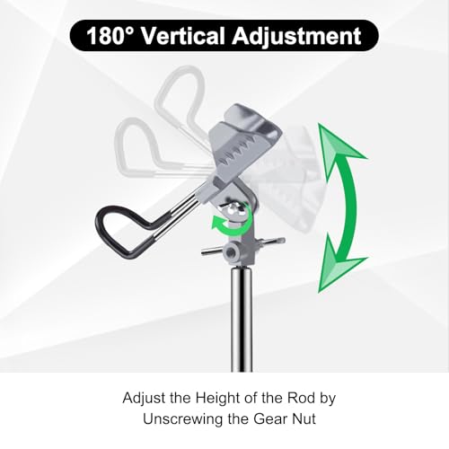 Fishing Rod Holders, 360 Degree Adjustable Fishing Pole Holders for Ground, Multifunctional Stainless Steel Beach Fishing Rod Holder Fishing Gifts for Men - color: Silver and Black