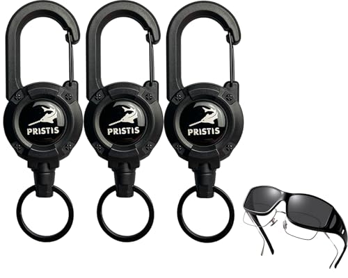 Pristis Safety Protection Fishing Gears Combination, 3 Pack Heavy Duty Zinger Retractors & Fit-Over Polarized Fishing Sunglasses, A Neat Option for Angler