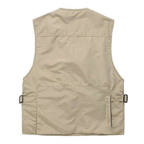 Unisex Breathable Fishing Vest, Multi-Pockets Photography Travel Hunting Waistcoat Jacket for Adults and Youth - color: Khaki, size: X-Large
