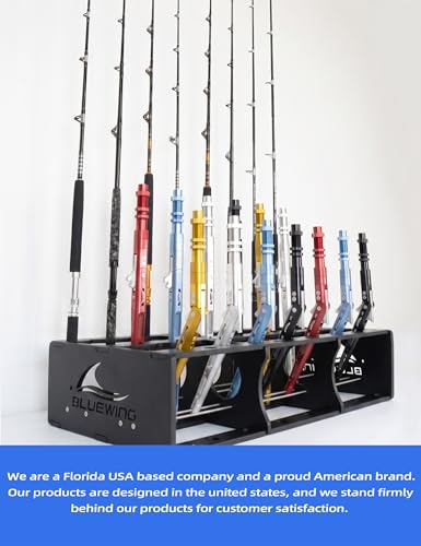 BLUEWING 45 Fishing Rods Storage Rack Trolling Aluminum Bent Butt Rod Holder Mounted Pole Organizer Large Capacity for Poles and Reel Combos, Black - color: Black