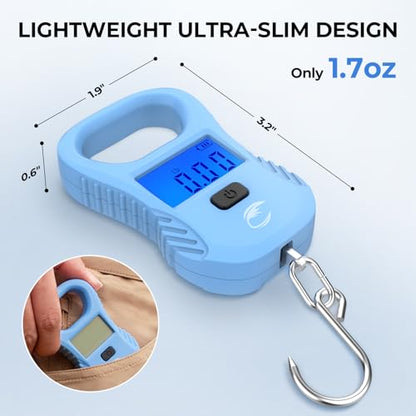 Calamus Lightweight Fish Scale – Rechargeable Digital Scale with USB Cable, 55lb Capacity, Multi-Units Pound/Ounces & Kilograms, High Accuracy, Backlight LCD Display, Fishing Gifts for Men - color: Blue