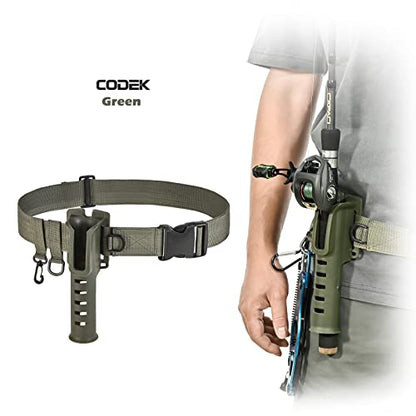 CODEK Fishing Waist Belt Rod Holder - Adjustable Wading Belt With Portable Pole Inserter for Spinning, Casting Reel, Surf, Kayak, Fly Fishing Gear Accessories - Wader Strap - style: Green