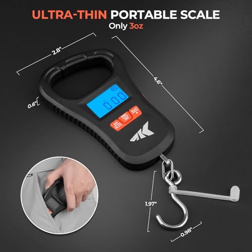 KastKing ToughTide Fishing Scale, USB Charging, 65lb Capacity, Ultra-Thin Digital Fish Scale, LCD Display, Ergonomic Handle, Fish Scales Digital Weight, Fishing Accessories for Men - color: C: Black Combo