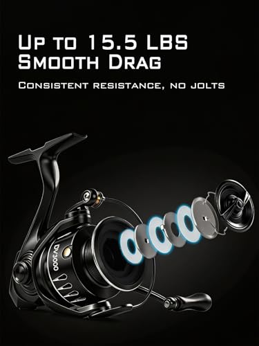 Jenseits Lightweight Spinning Fishing Reel, Sealed Carbon Fiber Up to 20 LB Max Drag, 5+1/6+1BB for Freshwater, 5.2:1 Gear Ratio,CNC Aluminum Spool,1000 Perfect for Ice Fishing, 2000-5000 Series - size: 1000