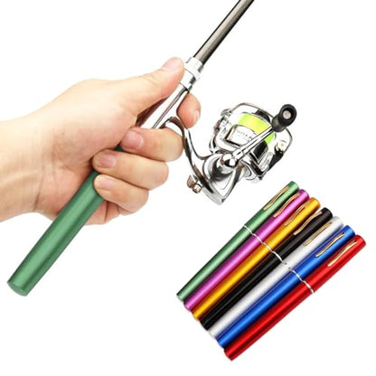 Lixada Fishing Rod Reel Combo Mini Pen Fishing Pole Kit Telescopic Fishing Rod Spinning Reel Combo Kit - color: Green, size: 1.4 m